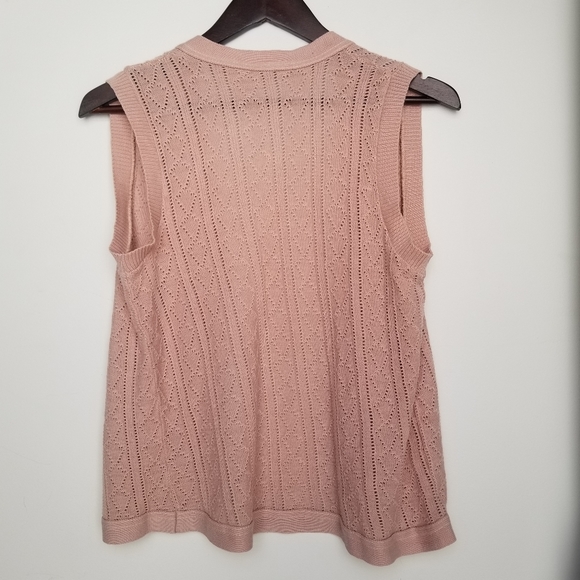 Brown beige knit crochet open vest cardigan - Picture 4 of 4